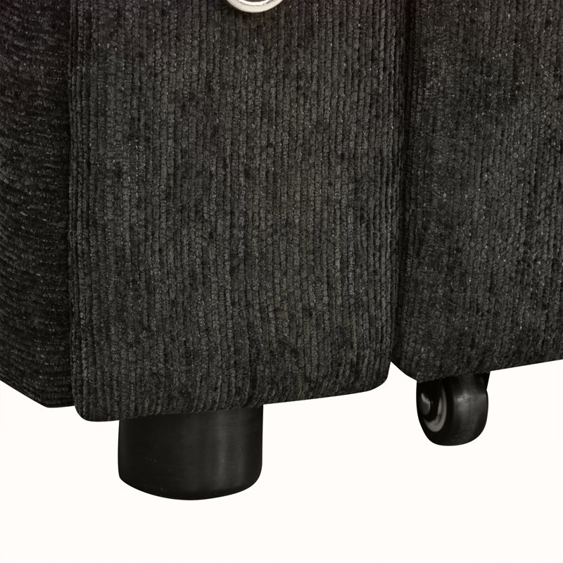 Canapé modulaire en L de 83,5 po avec canapé en L et canapé-lit avec grand espace de rangement, deux porte-gobelets et deux ports USB pour le salon, noir