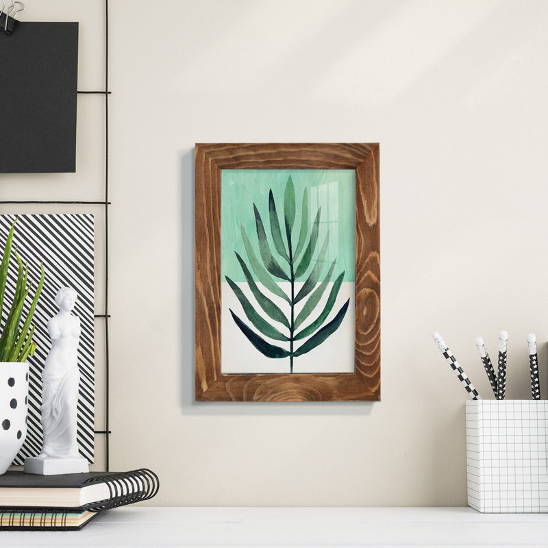 Verging Palm III, encadré sur papier, L 7 po x H 9 po x P 1 po, Cadre noyer