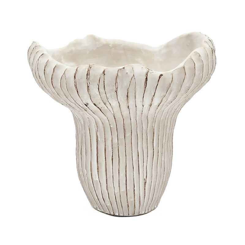 9.3X9x8.7" Sand And Cement Coral Planter With Textured Beige Finish