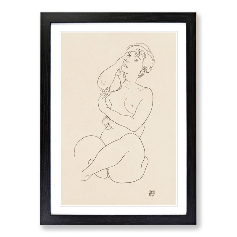 Study of a Naked Woman Vol.3 by Egon Schiele - Framed Print, Black Framed, 65cm H x 48cm W x 2cm D