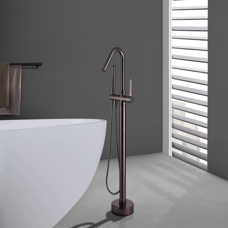 High Arch Single-Handle Freestanding Tub Faucet Bathtub Filter With Handheld Shower In Venetian, Oil Rubbed Bronze