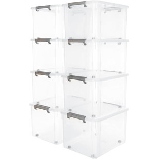 Ensemble de 8 bacs de rangement transparents avec couvercle empilable 58 qt (Ensemble de 8)