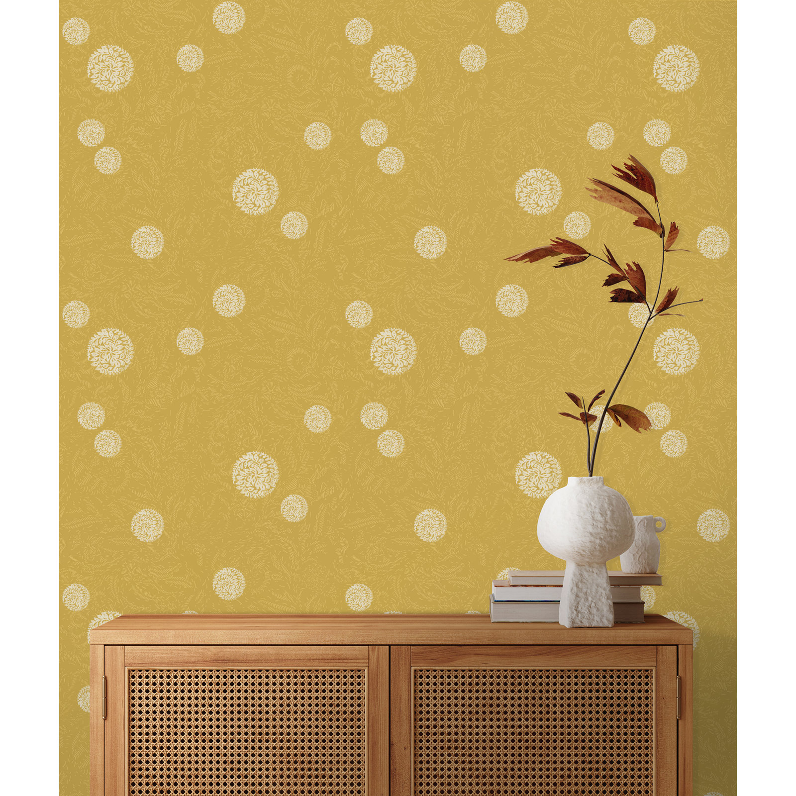 Yuki Osada Floral Wallpaper, White/Gold