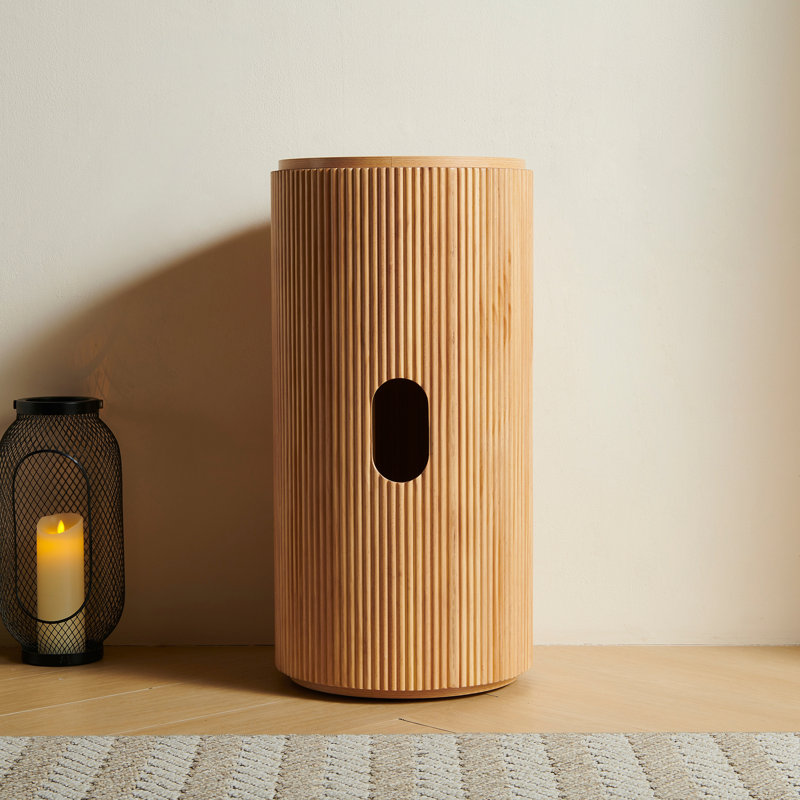Cabinet cylindrique autoportant de 16 po seulement, sans robinet ni ensemble de drain, Bois naturel, Bois naturel