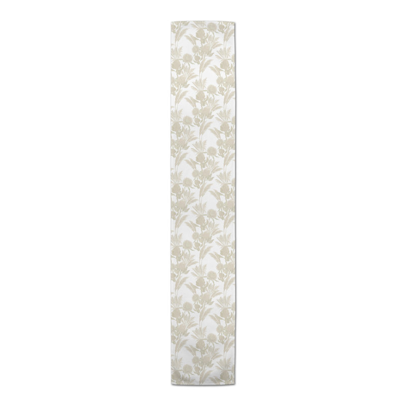 Rectangular Floral Table Runner, 90" x 16", Ivory