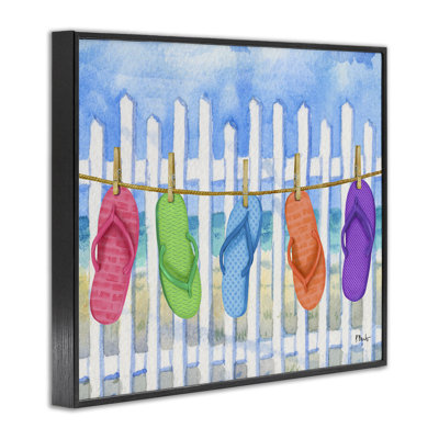 Flip Flop Clothesline Framed Giclee, design by Paul Brent