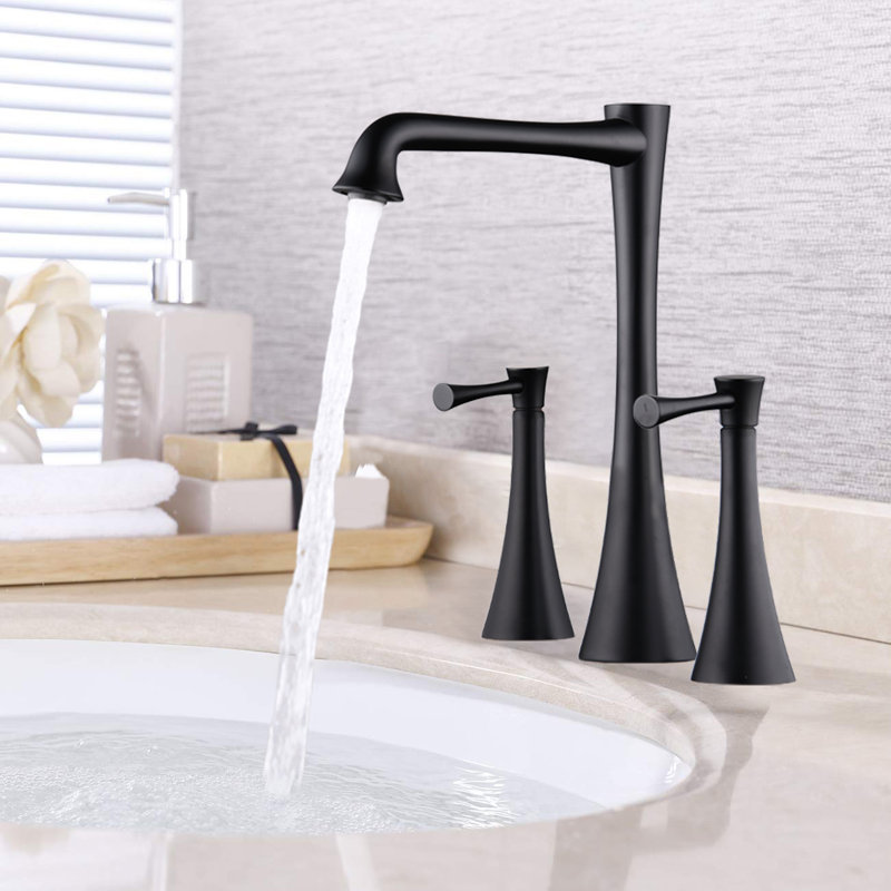 Widespread and Mounting / Installation Required 2 -handle Bathroom Faucet with Drain Assembly, Matte Black