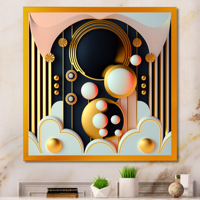 Golden Consciousness Rising I - reproduction sur toile, H 36 po x l 36 po x P 1,5 po, Toile avec cadre photo doré