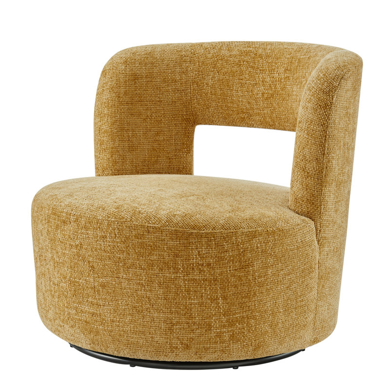 Carlia Upholstered Swivel Barrel Chair, Grenada Mustard