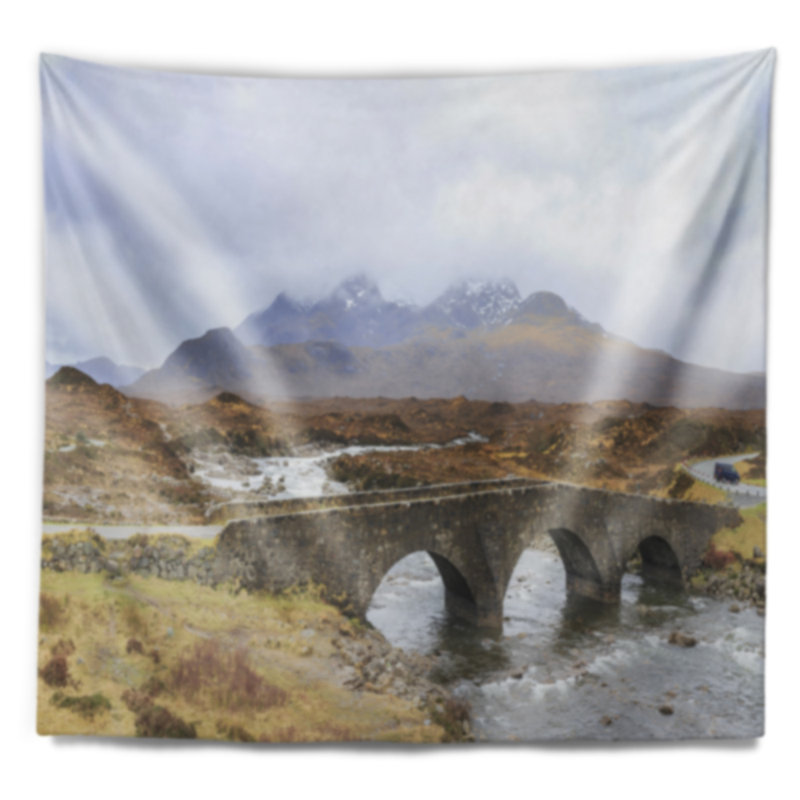 Paysage, paysage du vieux pont de Sligachan, tapisserie panoramique, H 50 po x l 60 po