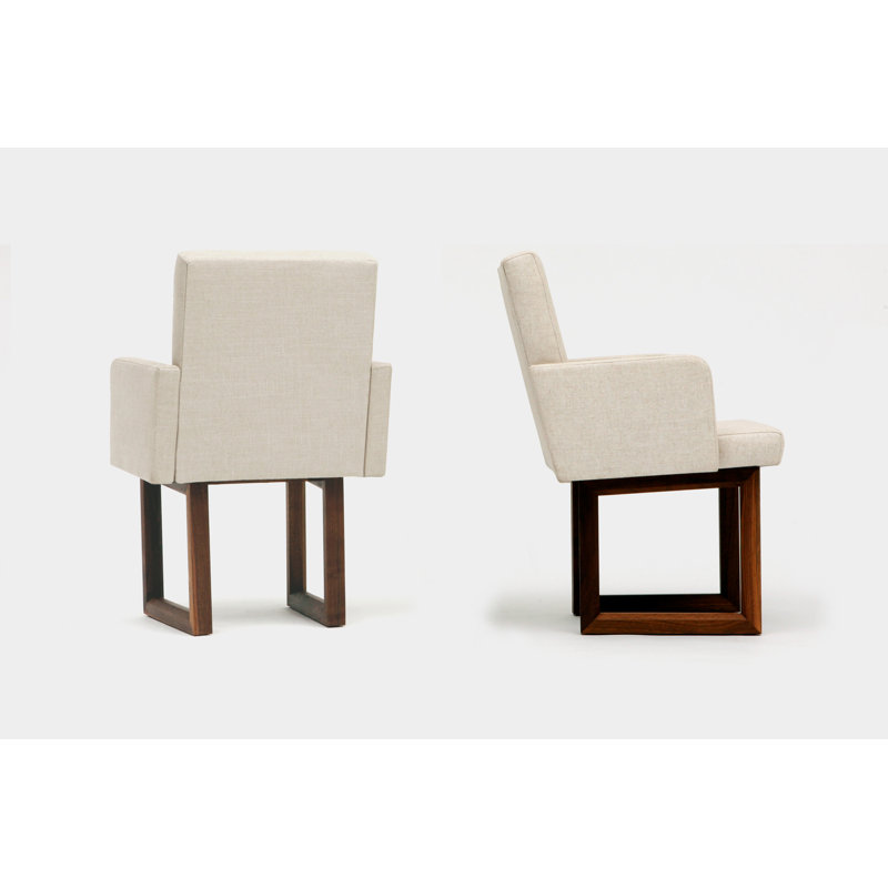 C2 W Upholstered Arm Chair, Creme Linen Blend