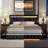 LED Diamond Tufted Bed Frame with 2 Drawers, Adjustable Storage Headboard and 2 Side Pockets-1492737906-1490295169