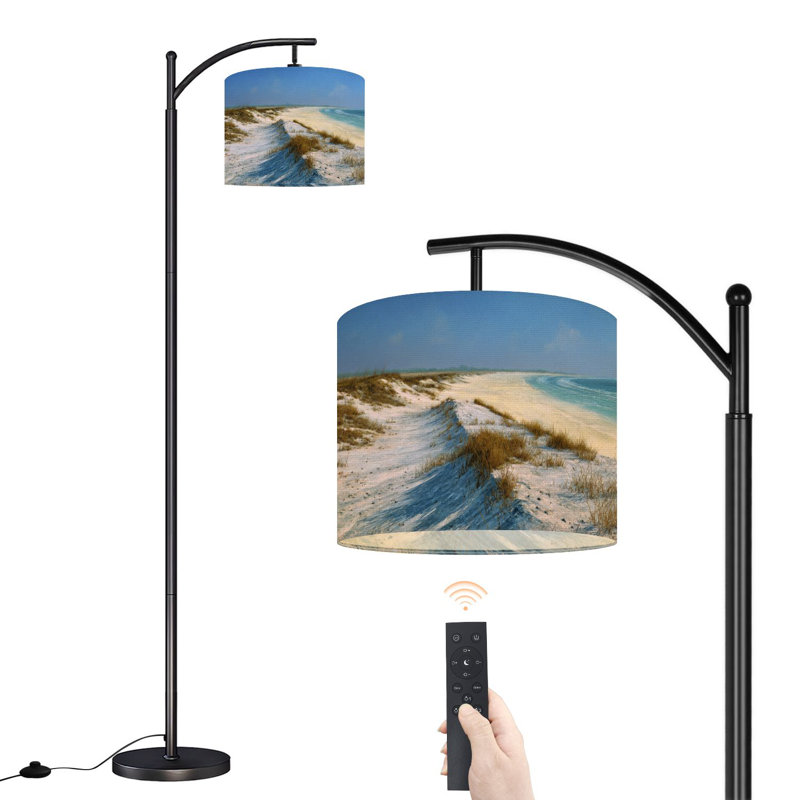 Lampe sur pied à arc avec abat-jour réglable Peaceful Ocean Sandy Dunes