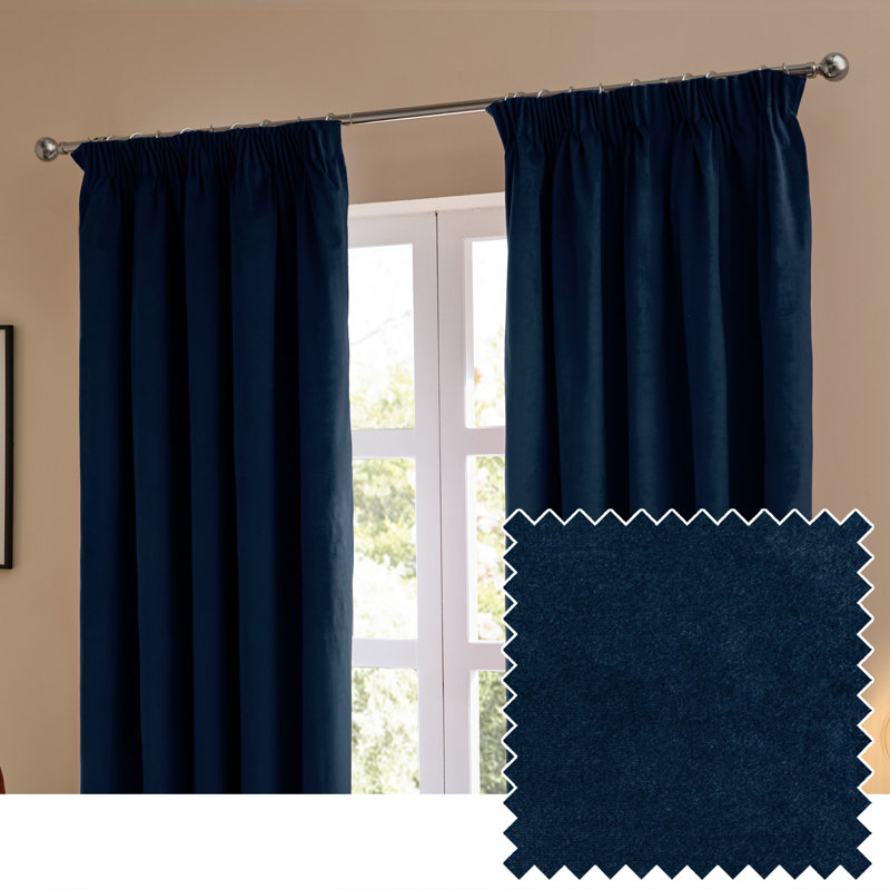 The Ultimate Velvet Blackout Curtain Panel Pair, Blue, 168cm Width x 229cm Drop
