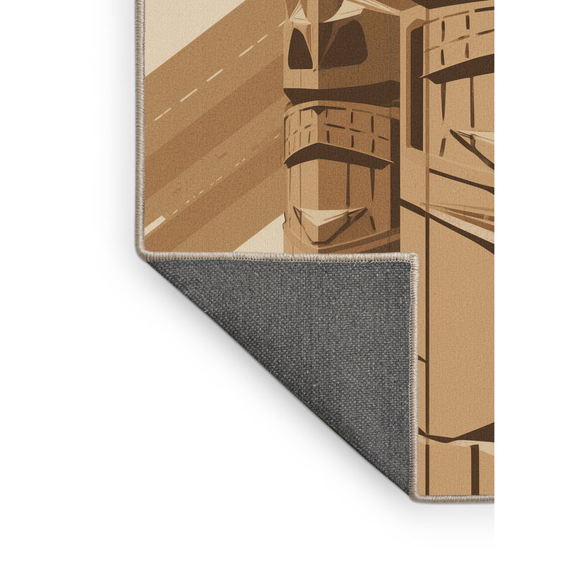 Tapis moelleux moelleux à motif de blocs d'inspiration mondiale Marvine Tiki, 3 X 5