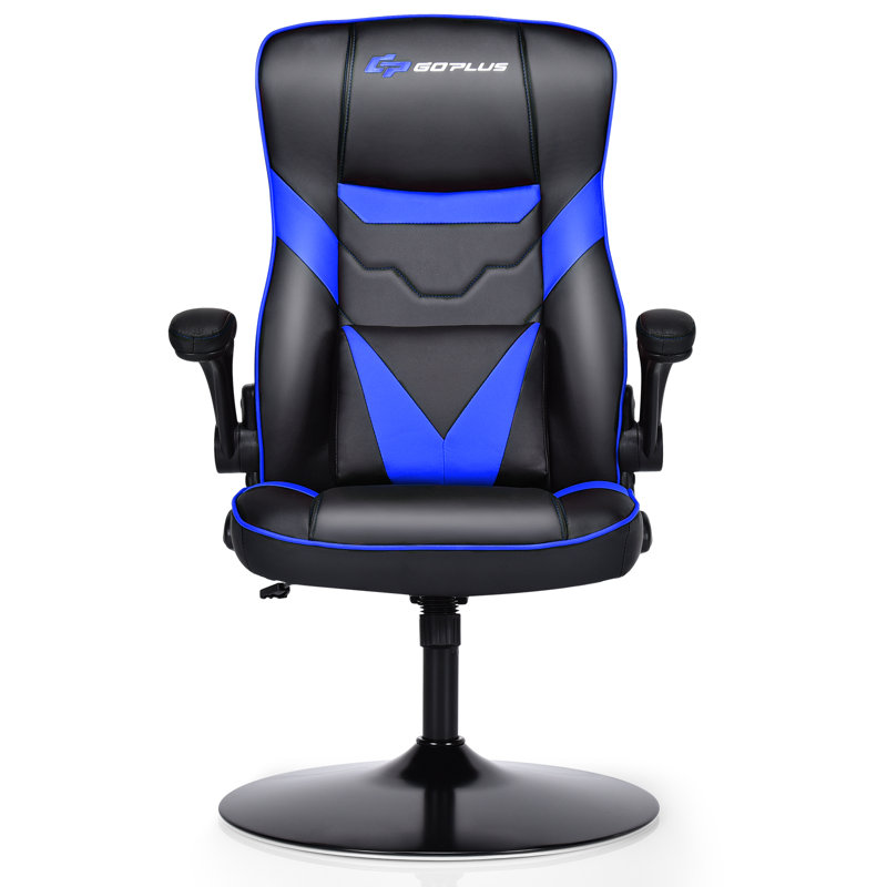 costway Adjustable Armrest and Reclining PC & Racing Game Chair, Blue/Black