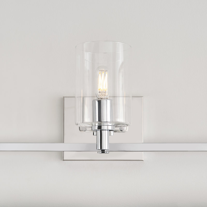 Signe Chrome 3-Light Dimmable Vanity Light with Clear Glass Shades