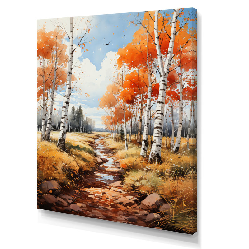 Daveyon Birch Woods Autumn Whispers VI, H 32 po x l 16 po x P 1 po, Toile tendue