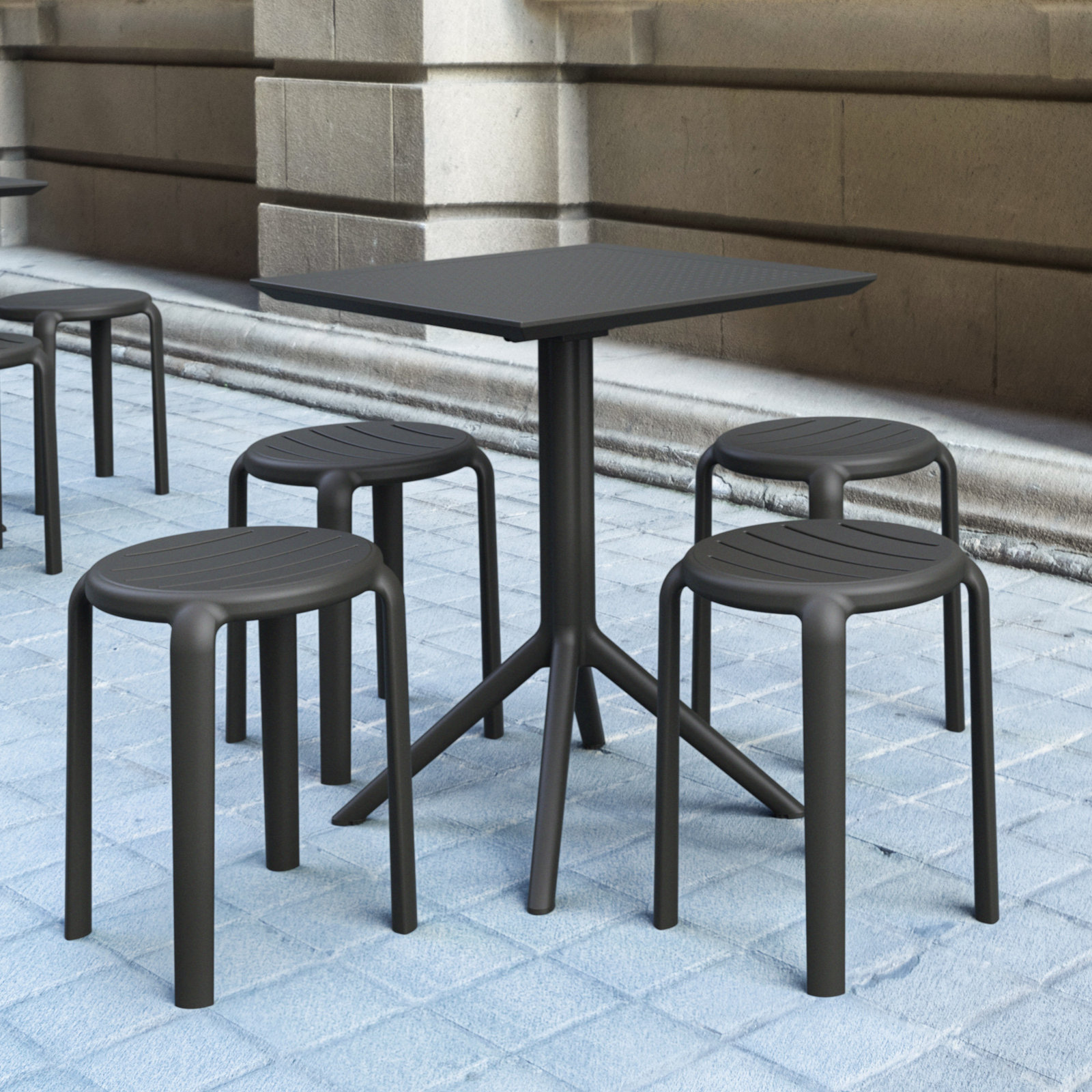 Aragons Stackable Patio Side Chair, Black