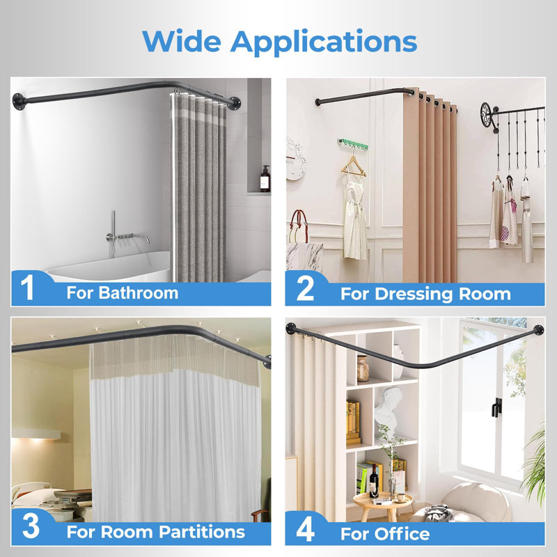 138cm L-Shaped Wall Shower Curtain Pole