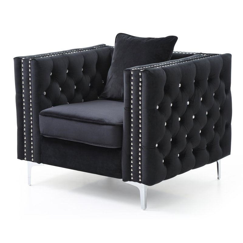 Chaise Paige Glory Furniture, Velours noir