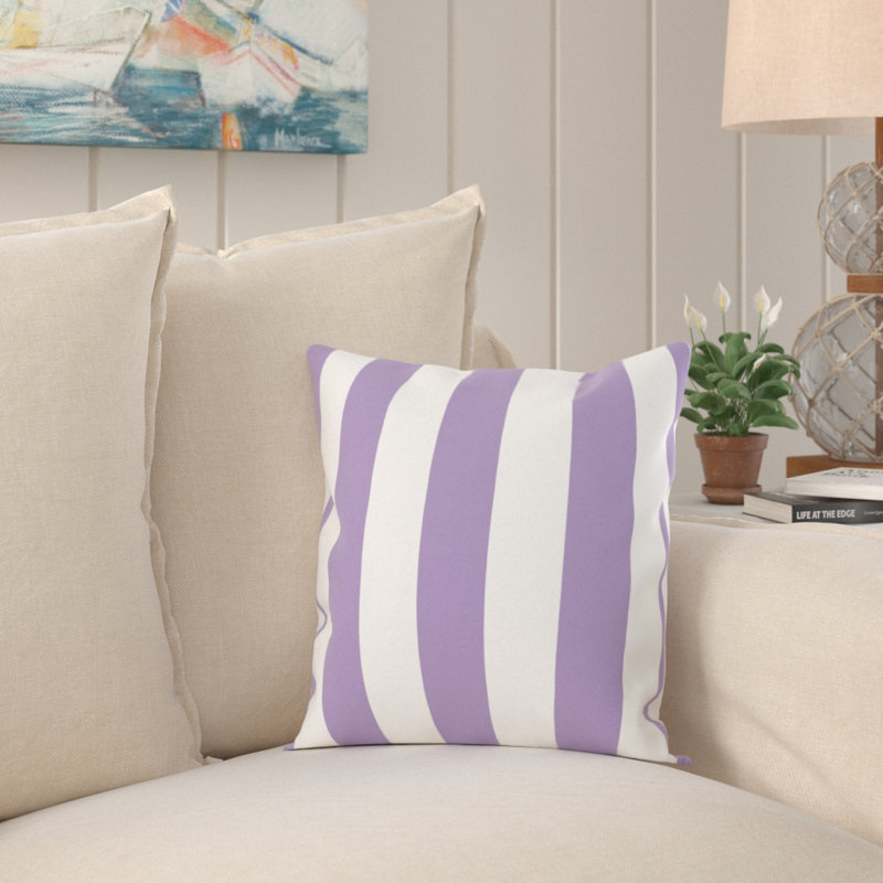 Nantucket Orange Striped 16" Square Polyester Throw Pillow