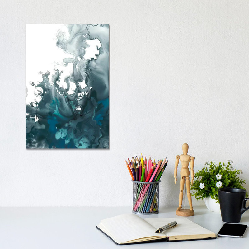 Indigo Tempest I by June Erica Vess - Wrapped Canvas Painting, 20.32 cm H x 30.48 cm W