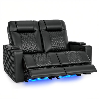 65" Wide Zero Gravity Power Recliner Loveseat Sofa with Adjustable Headrest, Home Theater Seating