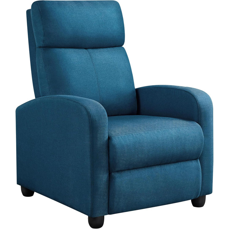 Modern Fabric Recliner Chair With Pocket Spring Support - Adjustable Push Back Reclining Sofa For Living Room, Bedroom Or Home Theater - Soft Upholstered Single Recliner With Comfortable Footrest