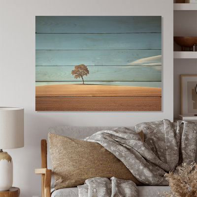 Photographie élémentaire de l'éternité perdue dans le désert - Minimalisme, art mural sur bois de pin naturel