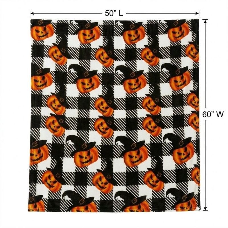 Jeté Halloween en molleton à carreaux