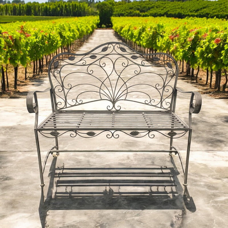 Metal Garden Bench, Grey