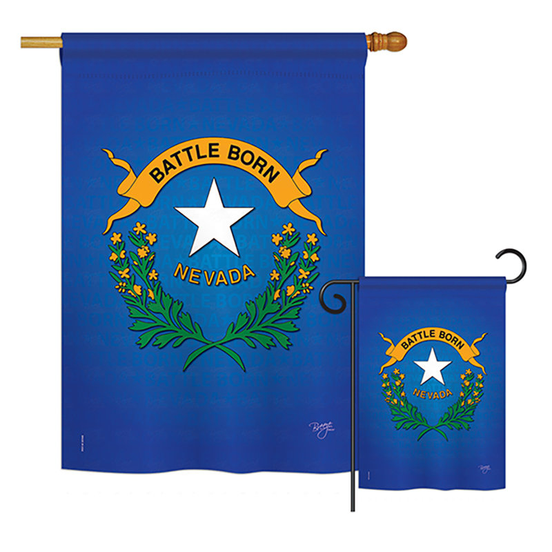 Ensemble de 2 drapeaux verticaux décoratifs en polyester à 2 côtés nevada american statements