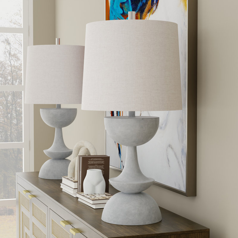 Highgrove Table Lamp - Concrete Body - White Hardback Shade