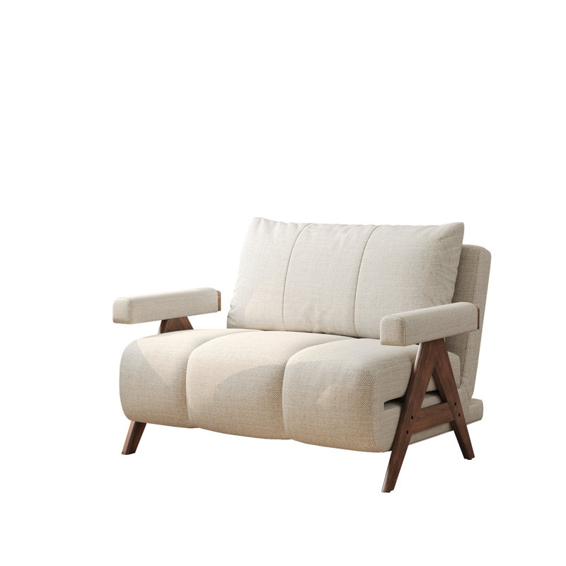 Canapé-lit inclinable 3-en-1 moderne avec dossier réglable, 37" H x 43.31" W x 35.43" D, Walnut