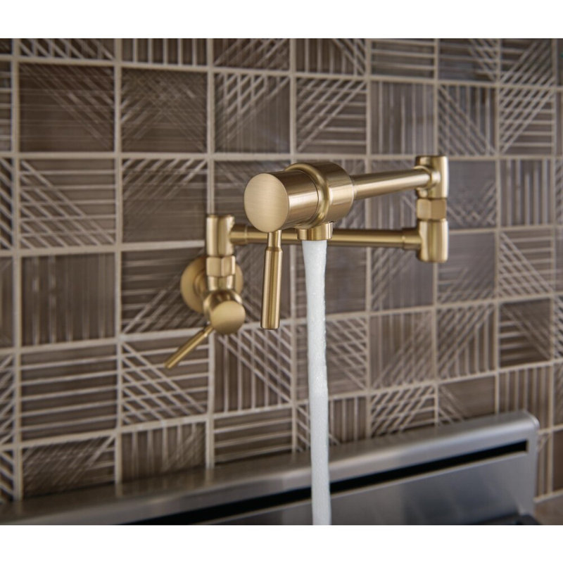 Euro Linear Wall Mount Pot Filler, Luxe Gold