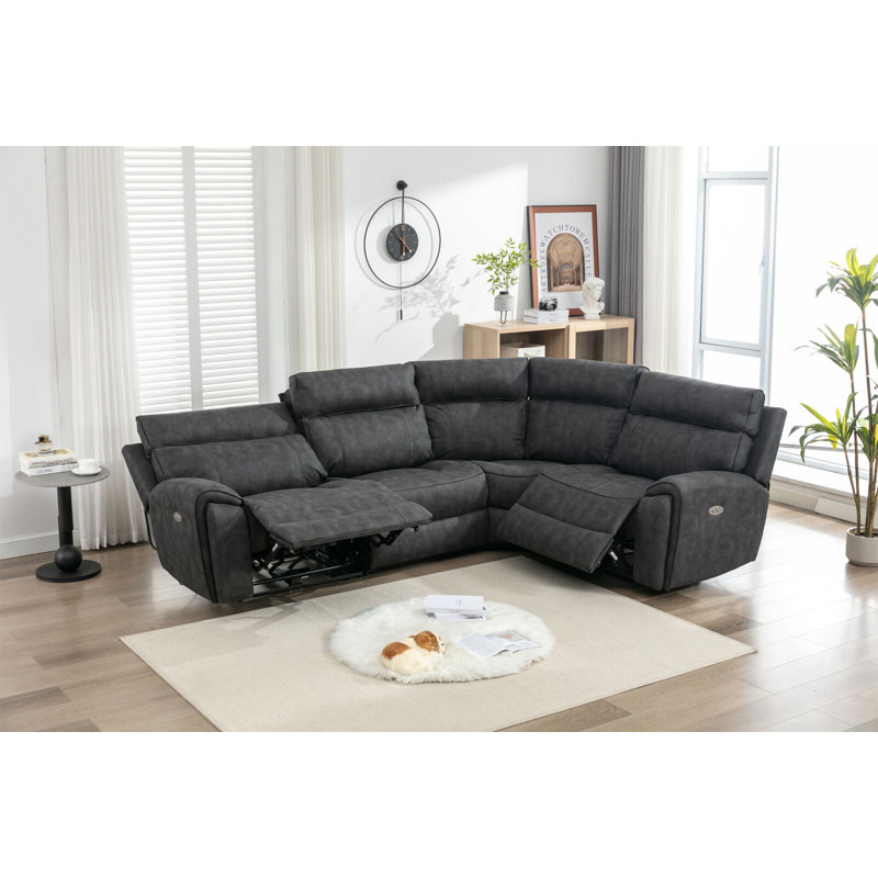 Filton 4 Seater Reclining Sofa & Chaise, Dark Grey