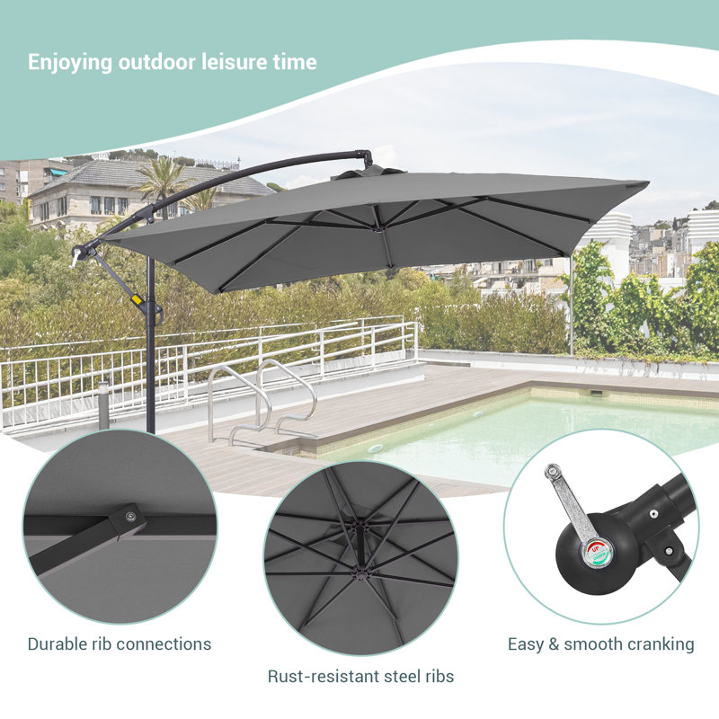 Parasol en porte-à-faux 8,2 x 8,2 pi, Gris