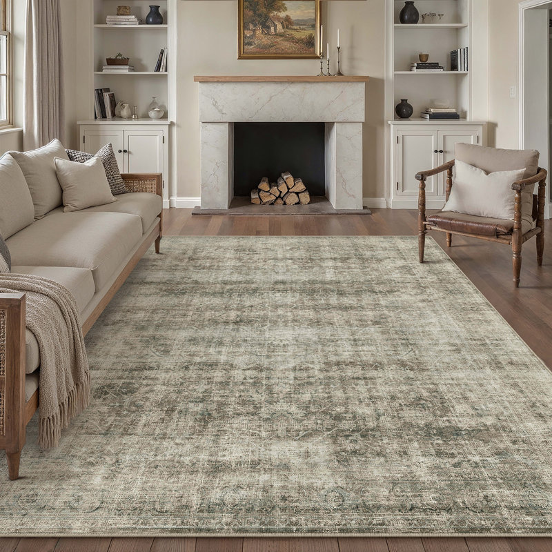 Tapis lavable rétro avec envers antidérapant Elias, Rectangle 9 pi x 12 pi
