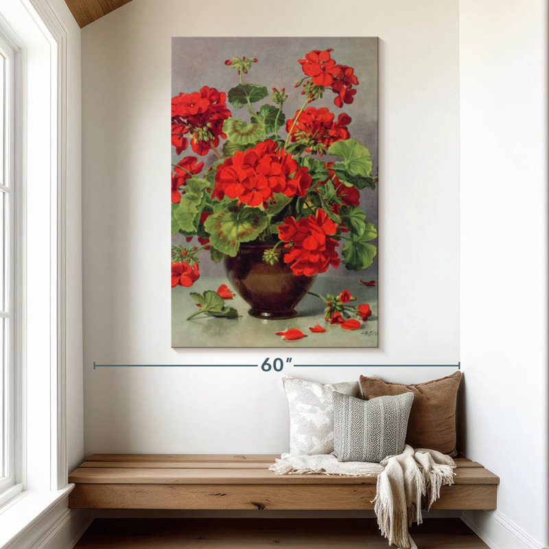 Harnek Geranium In An Earthenware Vase, 51" H x 34" W