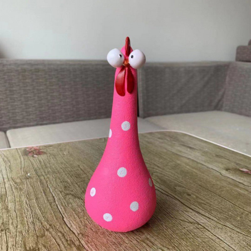 Chicken Statue Silly Chicken Decor Resin Statue Ornaments with Long Neck Handmade Unique Ornament for Home Garden Backyard Decoration