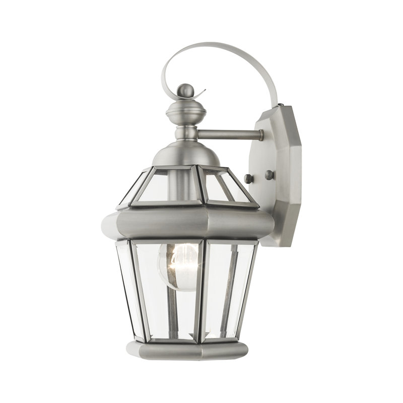 Lanterne murale d'extérieur en verre biseauté Creason, H 12 po x l 7 po x P 7 po, Nickel brossé
