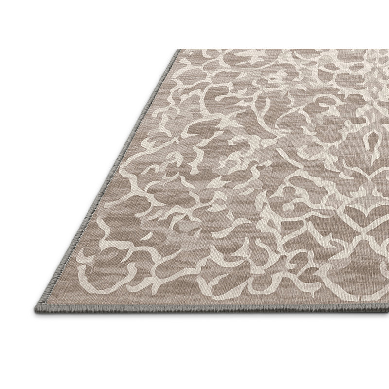 Machine Washable Gray Area Rug, Square 4'