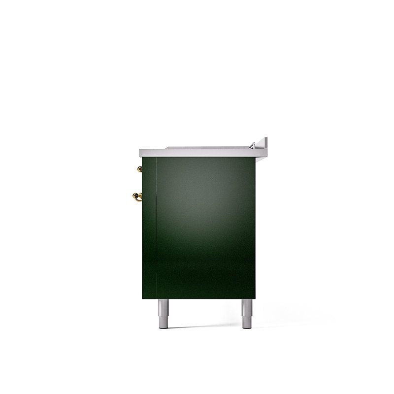 ILVE Nostalgie II 60 in Dual Fuel Range, 7 Burner, Griddle, Frenchtop, Liquid Propane, Emerald Green/Brass