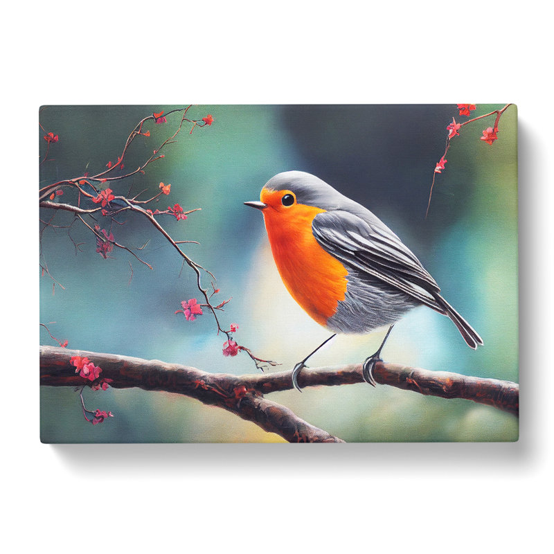 Fabulous Robin Bird - Wrapped Canvas, 40cm H x 60cm W x 3cm D