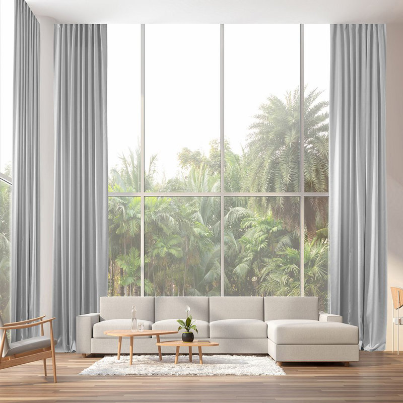 Room Darkening Single Curtain Panel, 130cm Width x 295cm Drop, Pure White