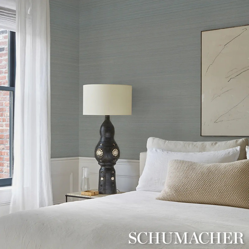 Schumacher x Patterson Flynn Musa Abaca Wallpaper, Blue