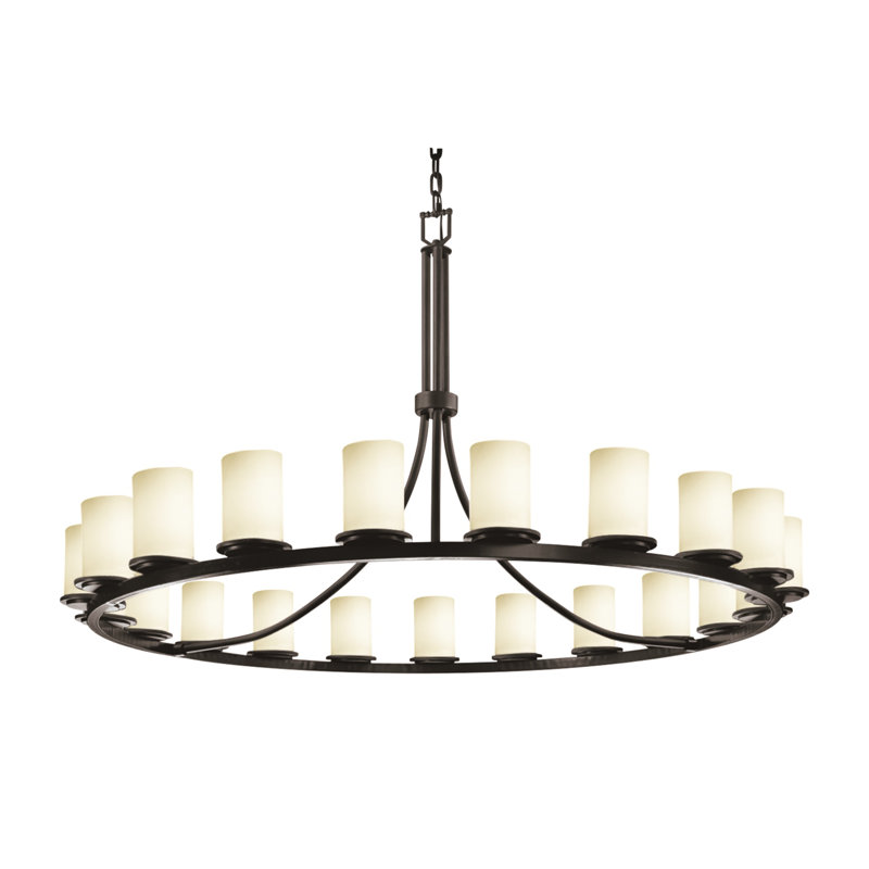 Lustre cylindrique 21 lumières Araf, DEL, Opale