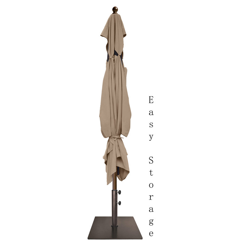 Parasol de marché rectangulaire 6 pi 6 po x 10 pi Monek, Beige foncé