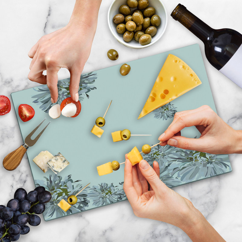 Ambesonne Flower Cutting Board Large Size Chamomiles Springtime Grey Mustard